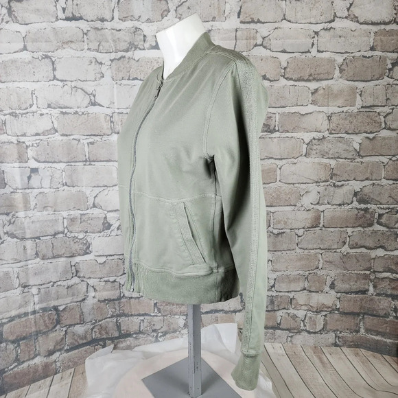 Athleta Farallon Knit Bomber Jacket Zip Front Fern Green Size XS - Picture 12 of 16